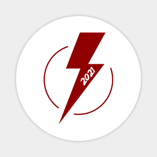 Blood Red Lightning Design with White Coloured Year Magnet